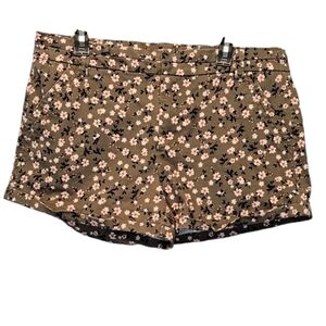 Tinsel Greenish Grey Rolled Hem Floral Shorts 97% Cotton 3% Elastane Size 31